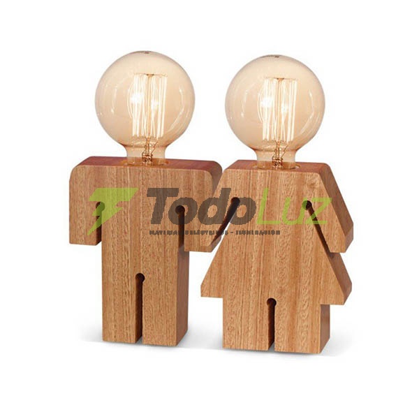 VELADOR MADERA FIGURA NENA COLOR