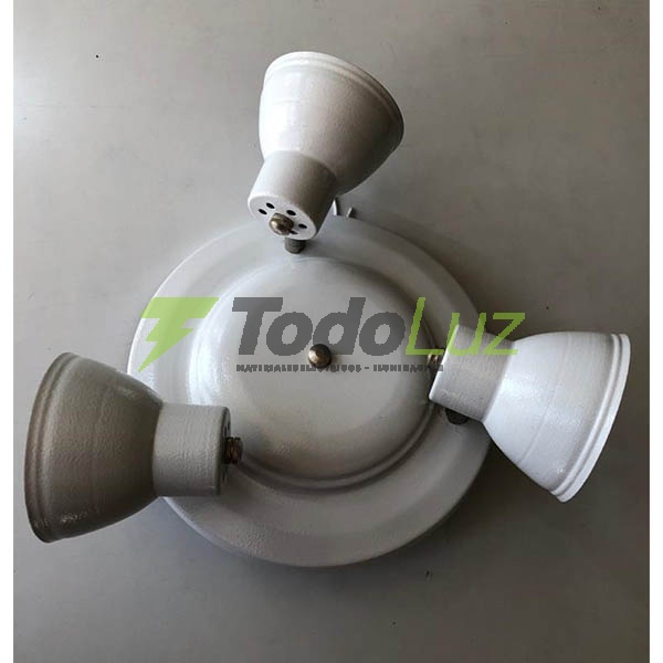 PLATO CHAPA GU-10 3 LUCES BLANCO