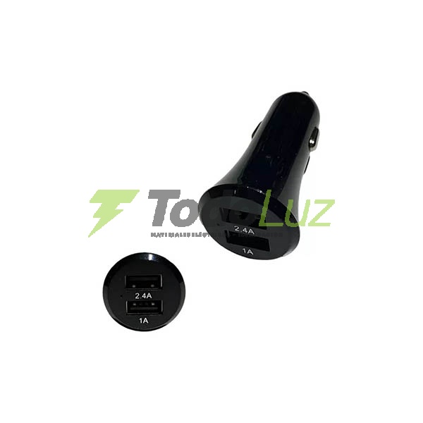 CARGADOR PARA AUTO 2 USB 12/24V 2,4A SIN CABLE