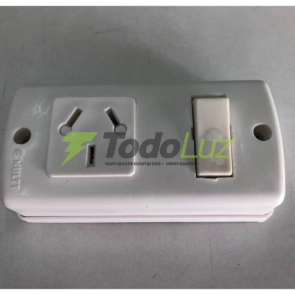 LLAVE EXTERIOR INTERRUPTOR+TOMACORRIENTE POL. BCO.