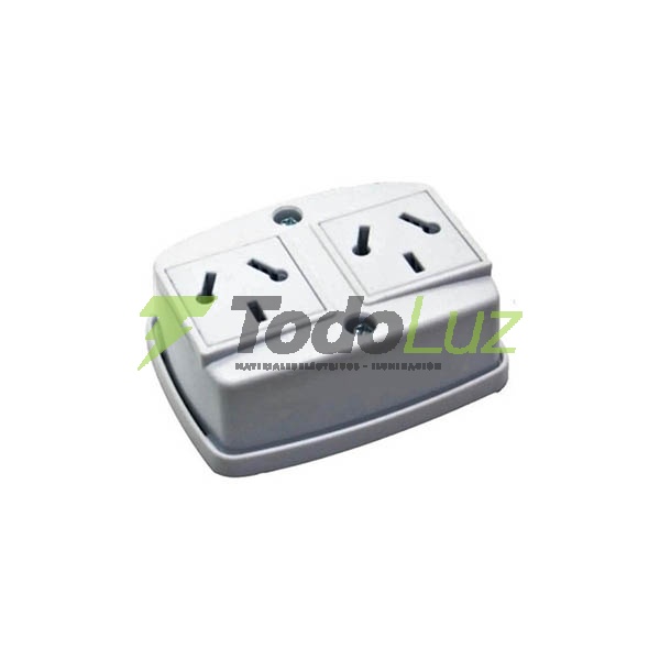 LLAVE EXTERIOR TOMACORRIENTE DOBLE POLARIZADO BCO.