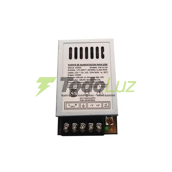 FUENTE METALICA 12V 2,0A 25W