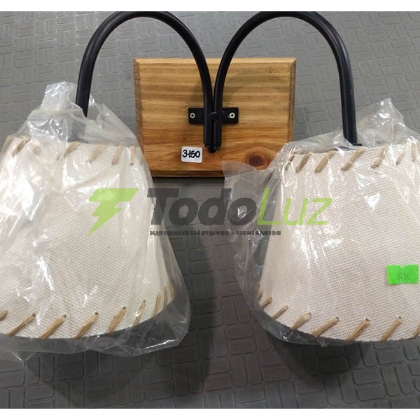 APLIQUE MADERA RUSTICO X 2 LUZ C/PANTALLA CHICA