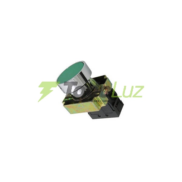 PULSADOR ARO METALICO RASANTE VERDE 1NA
