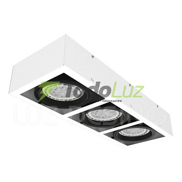 BOX PLAFON 3 LUCES AR-111 BLANCO/NEGRO