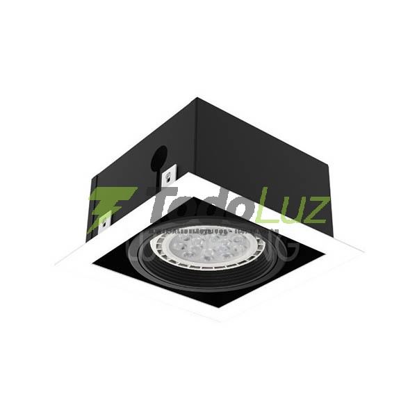 BOX EMBUTIR 1 LUZ PARA AR-111 BLANCO/NEGRO