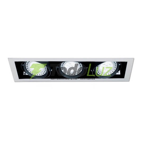 BOX EMBUTIR 3 LUCES PARA AR-111 BLANCO/NEGRO