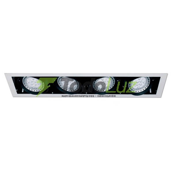 BOX EMBUTIR 4 LUCES LINEAL AR-111 BLANCO/NEGRO