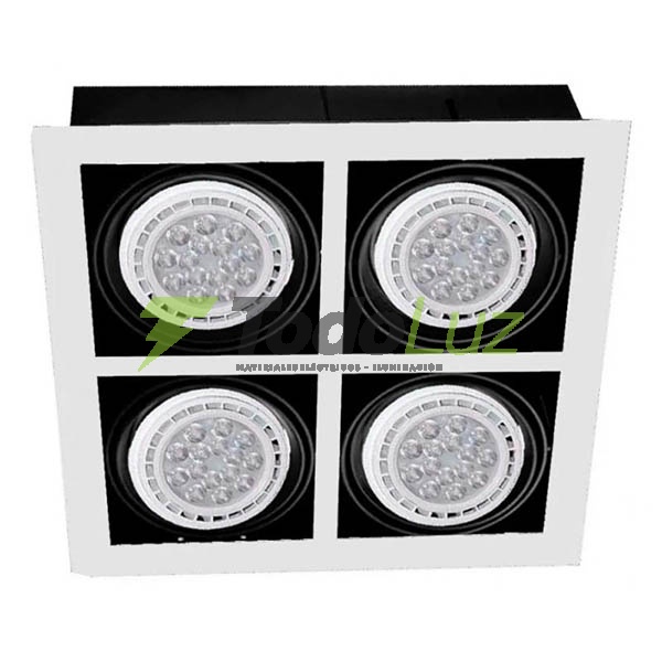 BOX EMBUTIR 4 LUCES CUADRADO AR-111 BLANCO/NEGRO