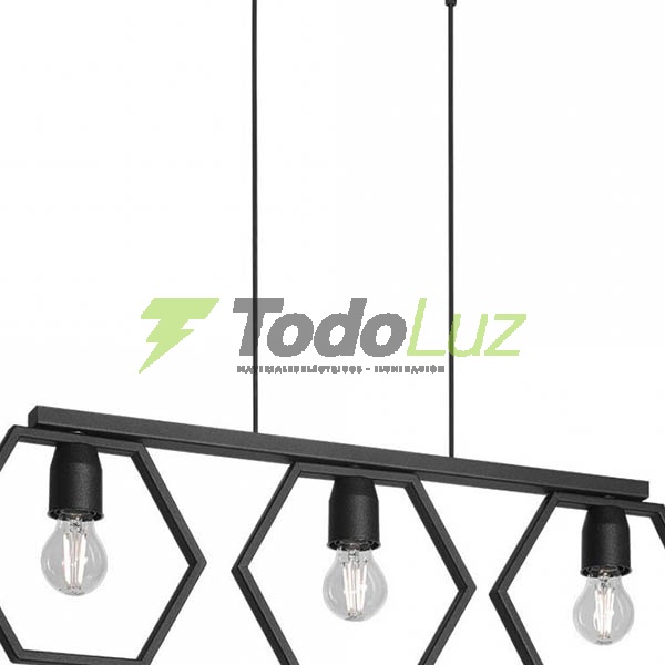 COLGANTE "TARENTO" DE 3 LUCES 79X23CM NEGRO TEX.