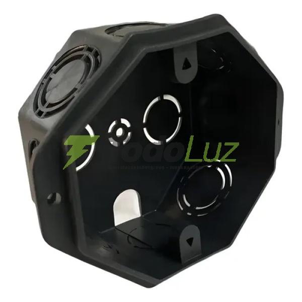 CAJA DE LUZ OCTOGONAL CHICA PVC NEGRA