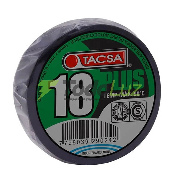 CINTA AISLADORA PVC 10M NEGRA 18 PLUS