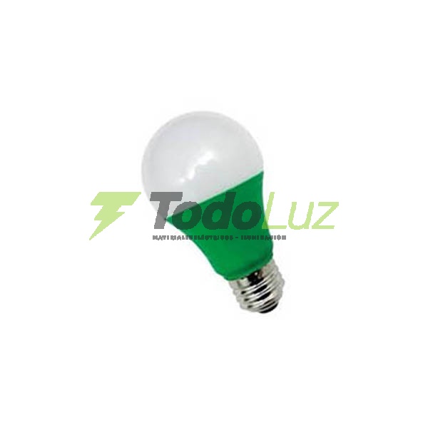 LAMPARA A-60 LED E-27 3W COLOR VERDE