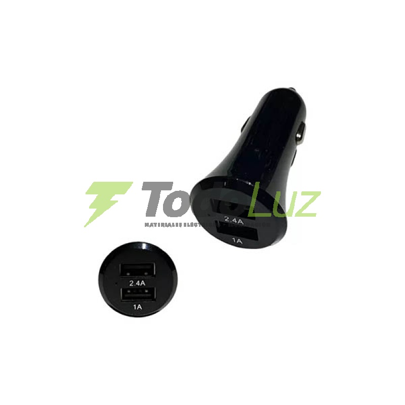CARGADOR PARA AUTO 2 USB 12/24V 2,4A SIN CABLE