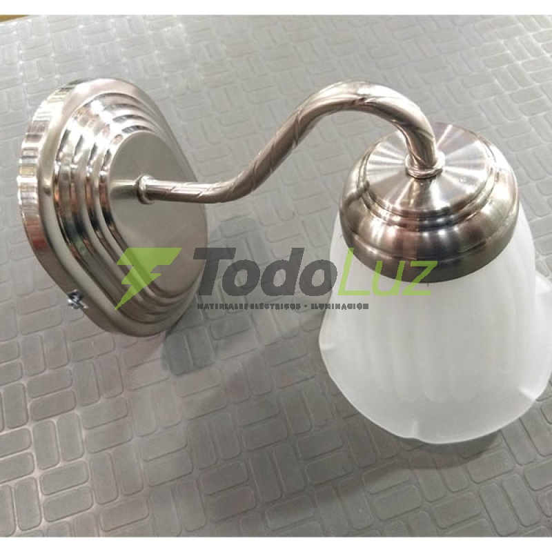 APLIQUE 1 LUZ P/PARED C/BARRAL C/TUL. ALICIA PLAT