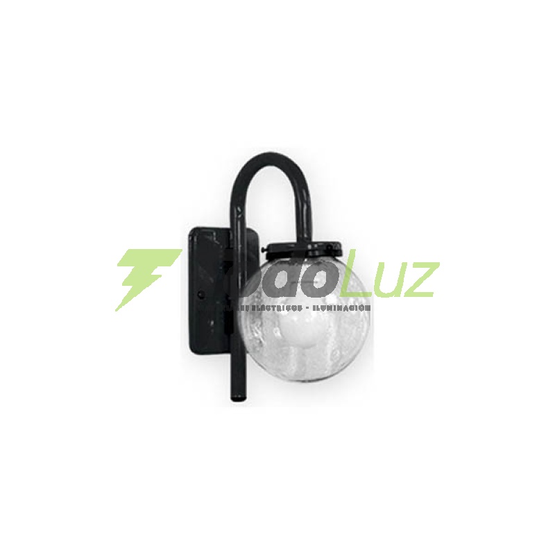 APLIQUE DE CAÑO 1 LUZ CON GLOBO 10 X 18CM BL/NG
