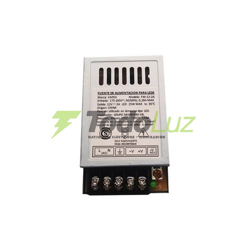 FUENTE METALICA 12V 2,0A 25W