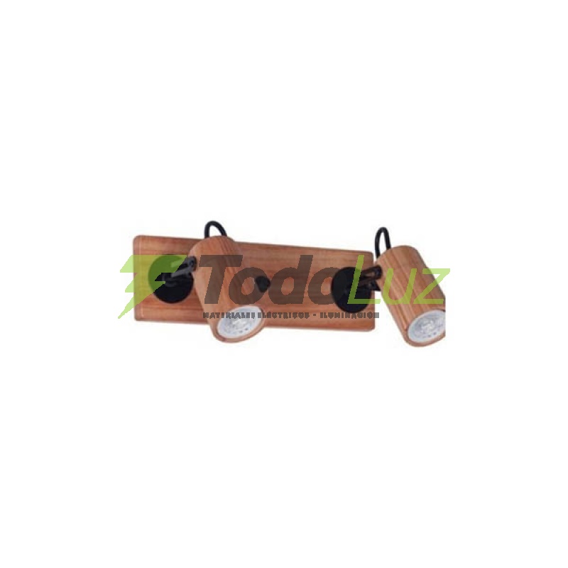 SPOT MADERA 2 LUCES GU-10 PARAISO