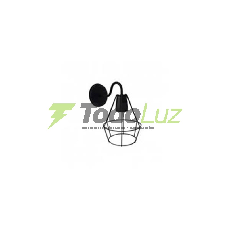 APLIQUE JAULA TUBO DE PARED 1 LUZ NEGRO