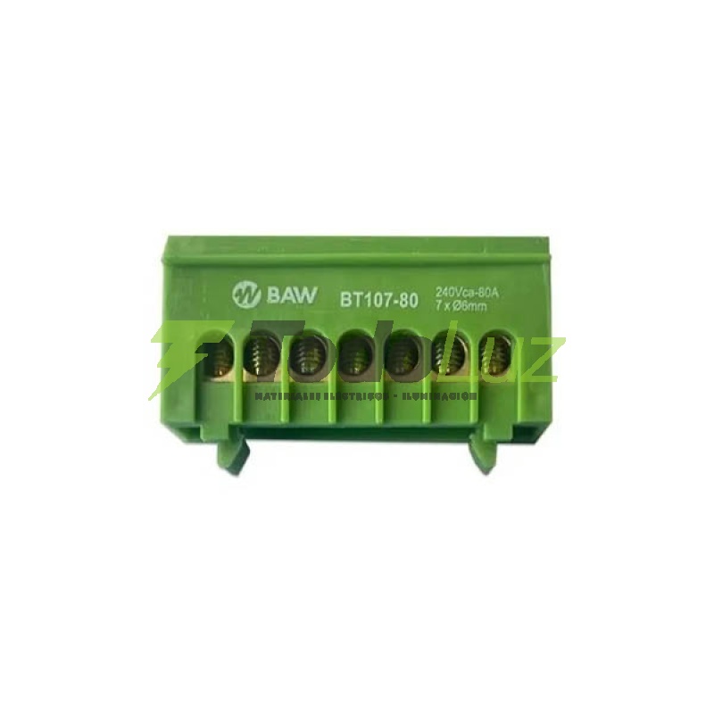 BORNERA BARRA AISLADA 7 POLOS 6MM VERDE