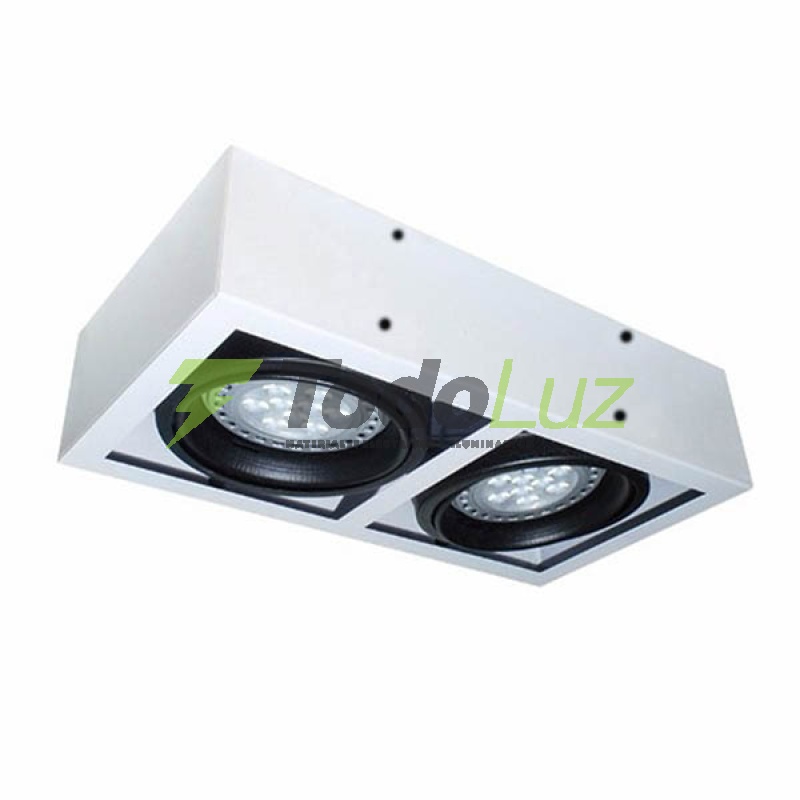 BOX PLAFON 2 LUCES AR-111 BLANCO/NEGRO