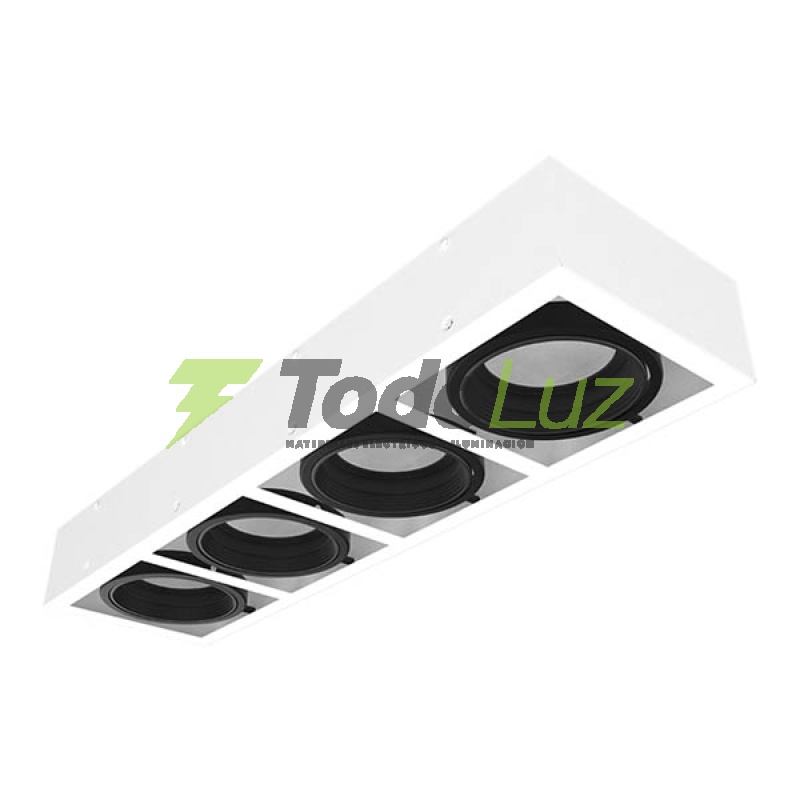 BOX PLAFON 4 LUCES LINEAL AR-111 BLANCO/NEGRO