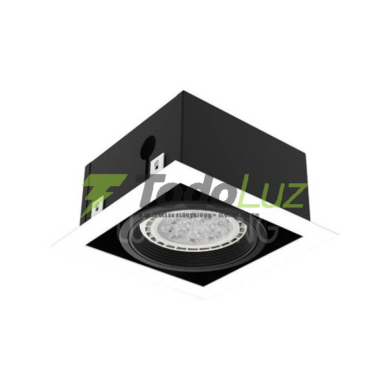 BOX EMBUTIR 1 LUZ PARA AR-111 BLANCO/NEGRO