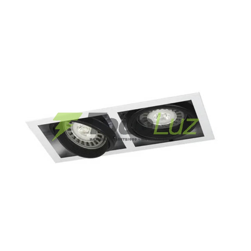 BOX EMBUTIR 2 LUCES PARA AR-111 BLANCO/NEGRO
