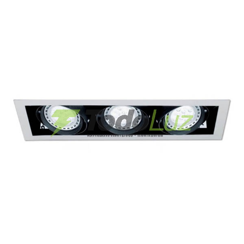 BOX EMBUTIR 3 LUCES PARA AR-111 BLANCO/NEGRO