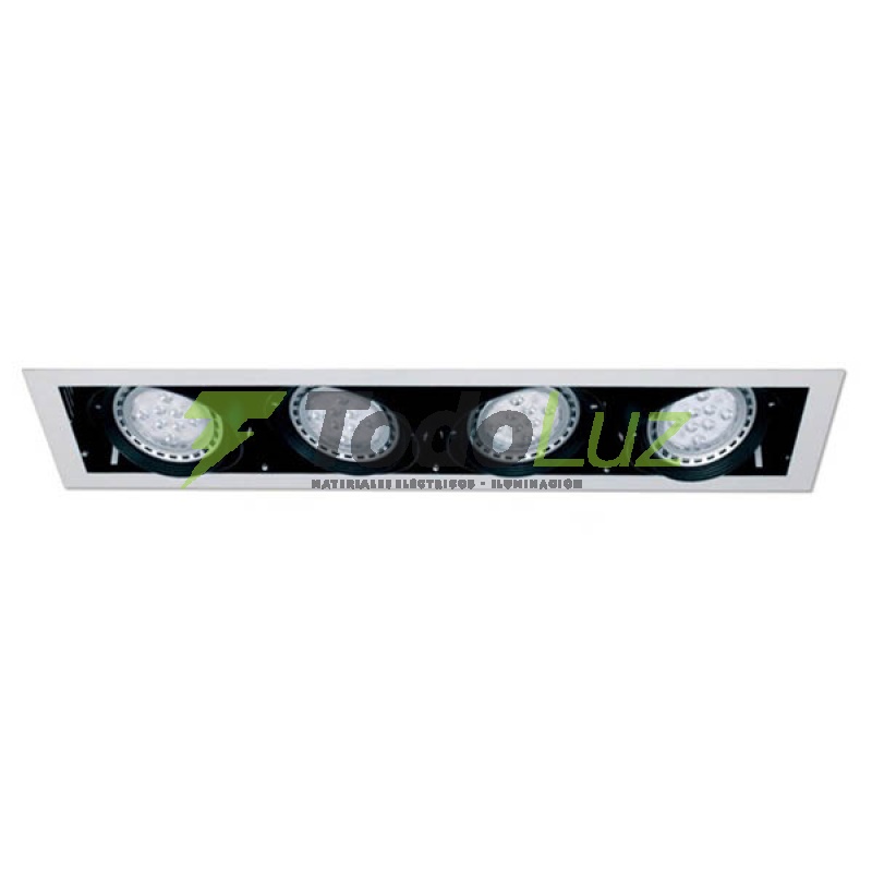 BOX EMBUTIR 4 LUCES LINEAL AR-111 BLANCO/NEGRO