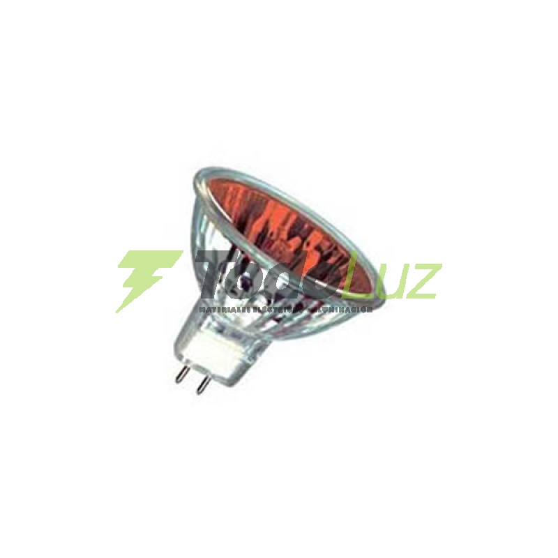 LAMPARA DICROICA 50W MR-16 12V C/TAPA COLOR ROJO