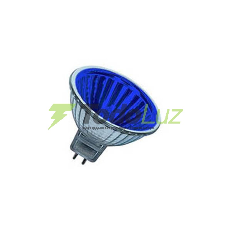 LAMPARA DICROICA 50W MR-16 12V C/TAPA COLOR AZUL