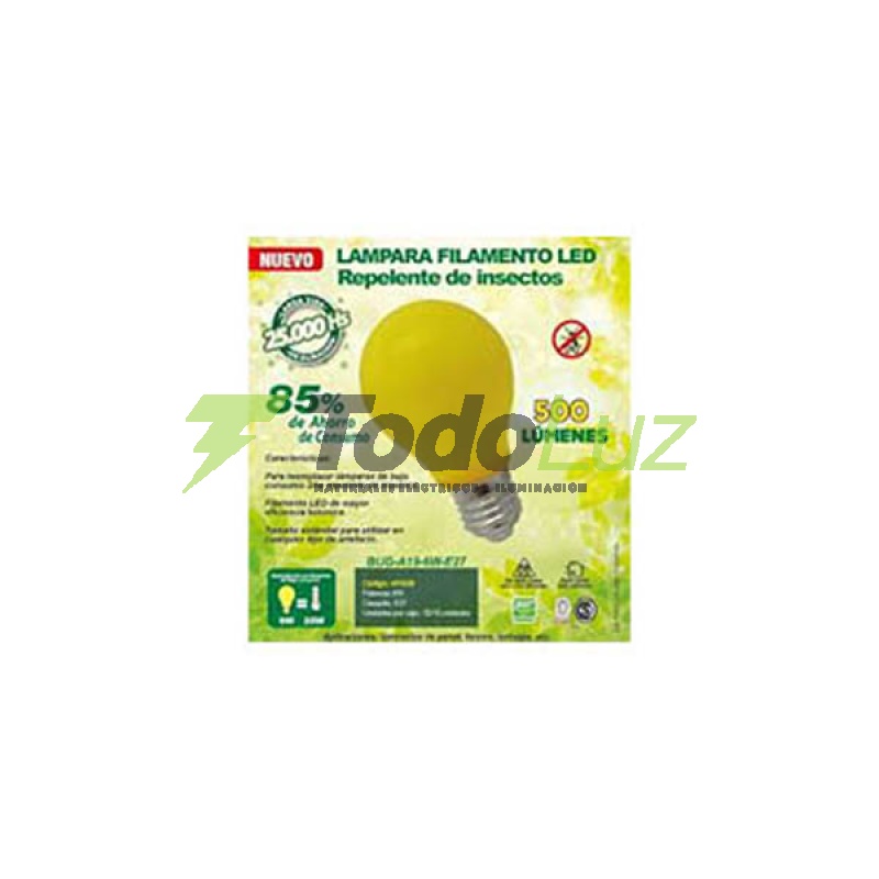 LAMPARA A-60 REPELENTE DE INSEC. LED 6W AMARILLA